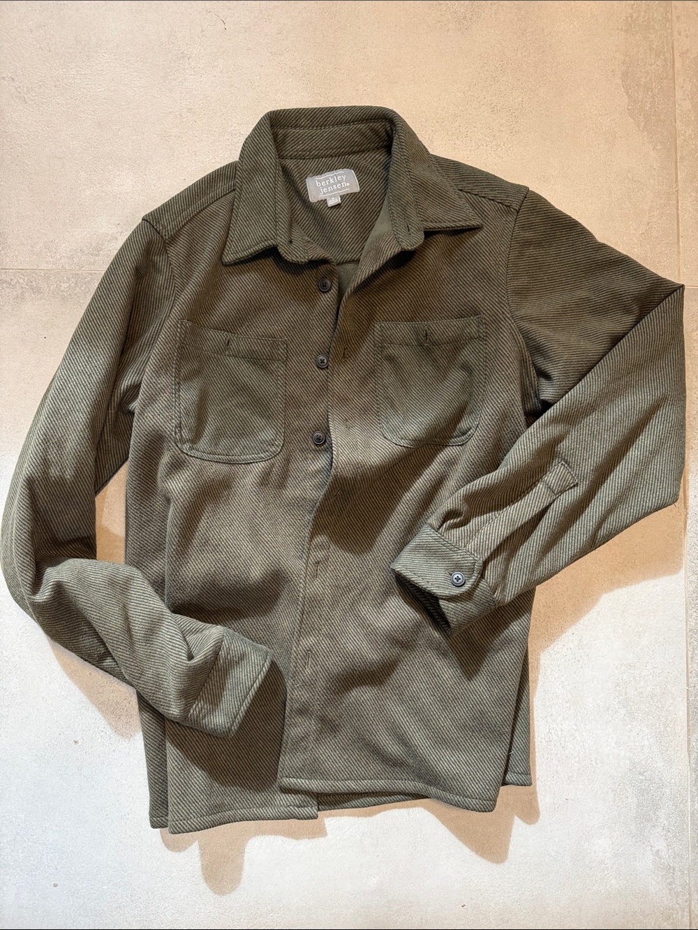 Men's Olive Green Lightweight Shirt Jacket - Unbranded